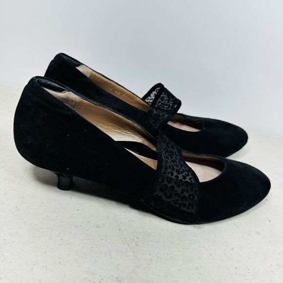 BEAUTIFEEL Black Suede Leather Heels Pumps US 9-9,5 EU 40 - Picture 2 of 8